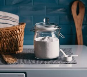 detergent in glass jar